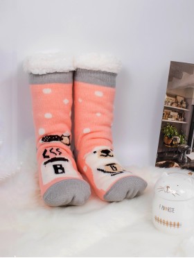 Polar Bear Print Indoor Anti-Skid Slipper Socks (With Heel)